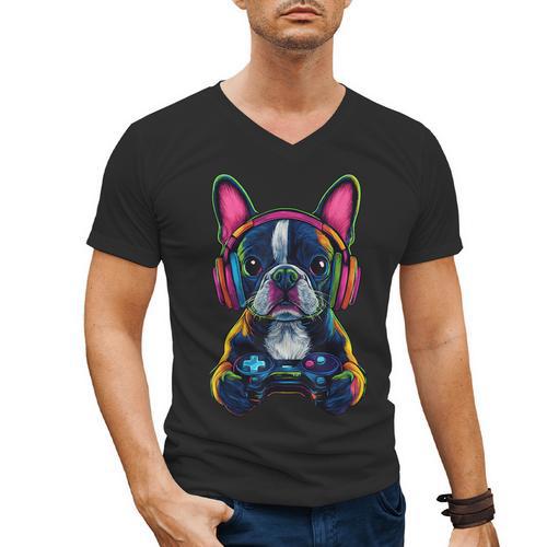 Boston Terrier Lovers Gaming Headphones Boston Terrier Men's V-Neck T-Shirt - Bostonterriersmerch.com