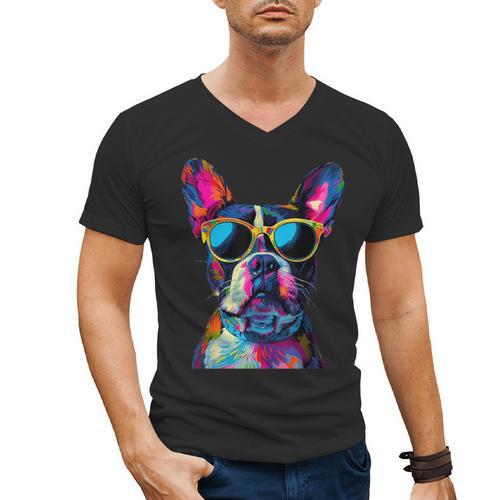 Boston Terrier Lovers Pop Art Boston Terrier Men's V-Neck T-Shirt - Bostonterriersmerch.com