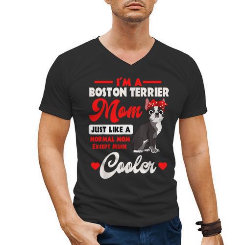 Boston Terrier Mom American Gentleman Dog Mother's Day Men's V-Neck T-Shirt - Bostonterriersmerch.com
