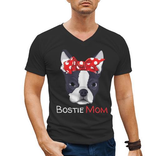 Boston Terrier Mom Bostie Women Girls Men's V-Neck T-Shirt - Bostonterriersmerch.com