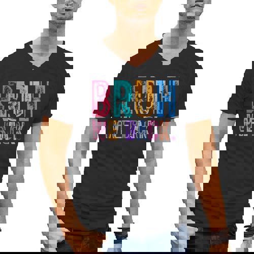 Bruh We Back Teachers Retro Back To School Boys Girls Kids Men&#x27;s V-Neck T-Shirt - teacherstshirts.com