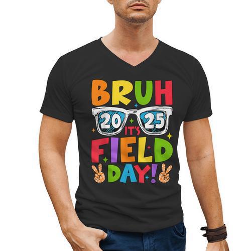 Bruh It's Field Day Teacher Boys Girls Kids Field Day 2025 Men's V-Neck T-Shirt - teacherstshirts.com