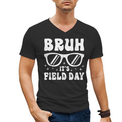 Bruh It's Field Day Teacher Boys Girls Kids Happy Field Day Men's V-Neck T-Shirt - teacherstshirts.com DE