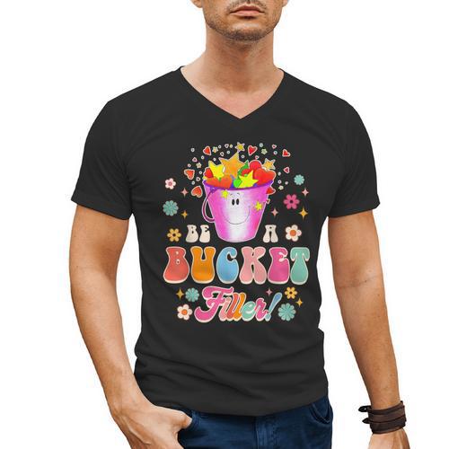 Be A Bucket Filler Teacher Teaching Groovy Back To School For Men Women Men's V-Neck T-Shirt - teacherstshirts.com UK