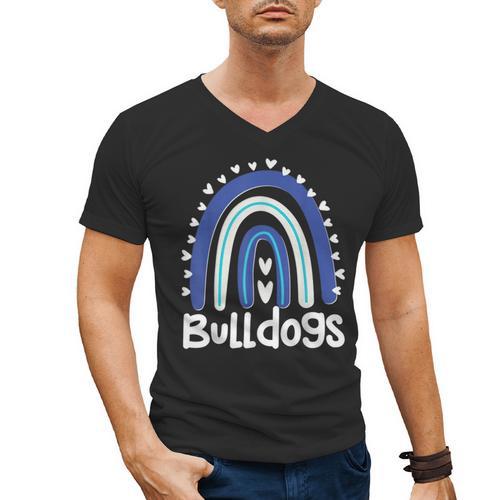 Bulldogs School Mascot Rainbow Teacher Lover Men's V-Neck T-Shirt - teacherstshirts.com CA
