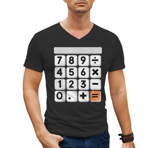 Calculator Easy Halloween Costume For Math Teacher Men's V-Neck T-Shirt - teacherstshirts.com AU