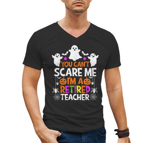You Can't Scare Me I'm A Retired Teacher Shirt Halloween Men's V-Neck T-Shirt - teacherstshirts.com AU