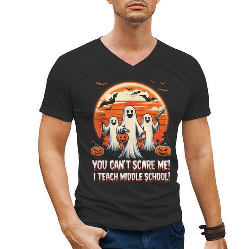 You Can't Scare Me I Teach Middle School Teacher Halloween Men's V-Neck T-Shirt - teacherstshirts.com AU