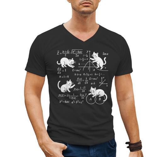 Cats And Math Lover Cat Lover Science Teacher Student Men's V-Neck T-Shirt - teacherstshirts.com UK