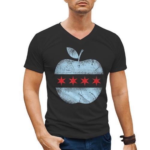 Chicago Flag Teacher School Cute Men's V-Neck T-Shirt - teacherstshirts.com