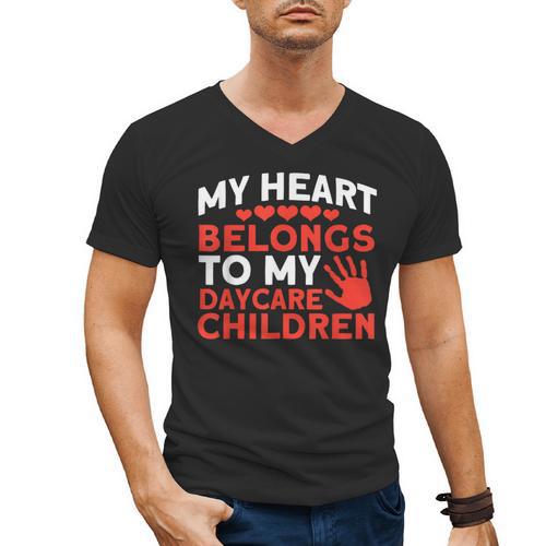 Childcare My Heart Belongs To Children Daycare Teacher Men Women Men's V-Neck T-Shirt - teacherstshirts.com
