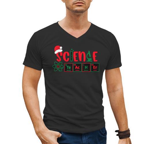 Christmas Science Teacher Santa Educator Chemical Elements Men's V-Neck T-Shirt - teacherstshirts.com DE