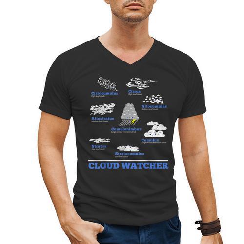 Cloud Watcher Cloud Types Science Student Teacher Cute Faces Men's V-Neck T-Shirt - teacherstshirts.com AU