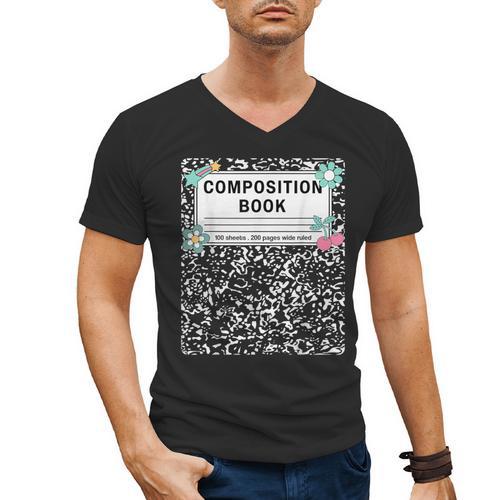 Composition Book Notebook Teachers Matching Group Halloween Men's V-Neck T-Shirt - teacherstshirts.com AU