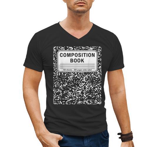 Composition Book Notebook Teachers Matching Group Halloween Men's V-Neck T-Shirt - teacherstshirts.com AU