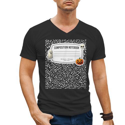 Composition Notebook Costume Adult Halloween For Teachers Men's V-Neck T-Shirt - teacherstshirts.com