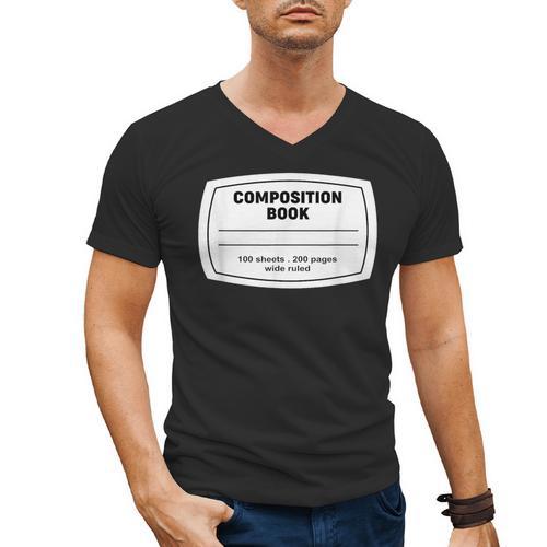 Composition Notebook Halloween Costume Teacher Student Men's V-Neck T-Shirt - teacherstshirts.com