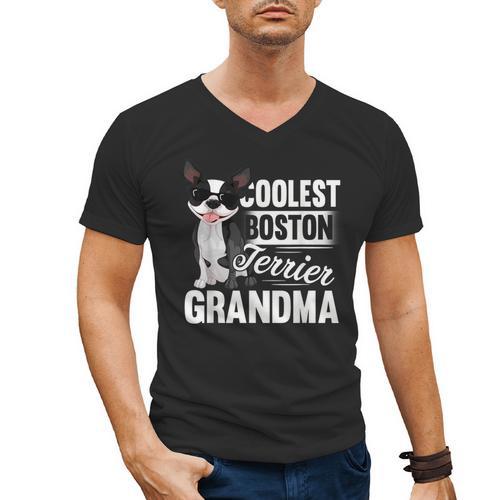 Coolest Boston Terrier Grandma Dog Men's V-Neck T-Shirt - Bostonterriersmerch.com