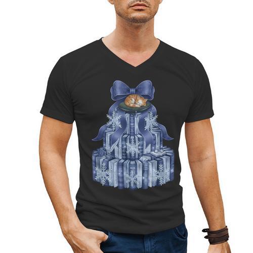 Coquette Bow Book Tree Merry Christmas Xmas Teacher Holiday Men's V-Neck T-Shirt - teacherstshirts.com DE