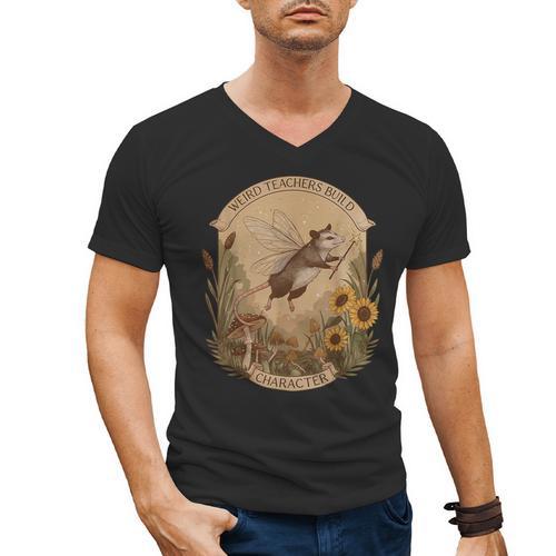 Cottagecore Fairy Opossum Weird Teachers Build Character Men's V-Neck T-Shirt - teacherstshirts.com AU