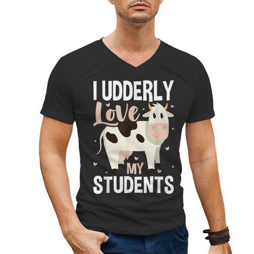 Cow Teacher Lover Men's V-Neck T-Shirt - teacherstshirts.com AU