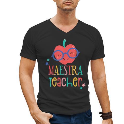 Cute Maestra Teacher Men's V-Neck T-Shirt - teacherstshirts.com