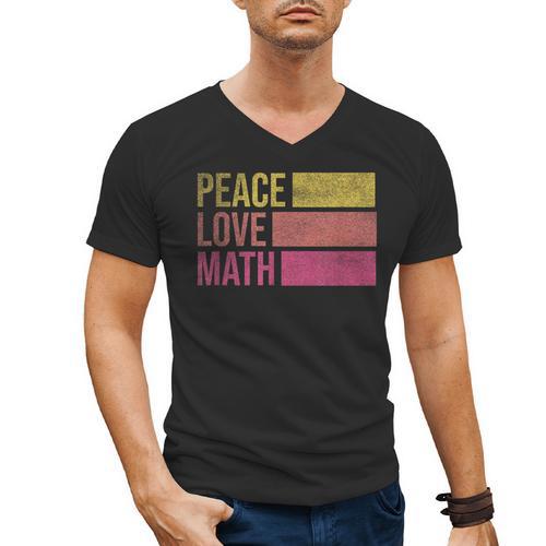 Cute Math Teacher Peace Love Math Men's V-Neck T-Shirt - teacherstshirts.com AU