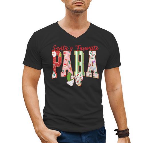 Cute Santas Favorite Para Christmas Paraprofessional Teacher Men's V-Neck T-Shirt - teacherstshirts.com DE
