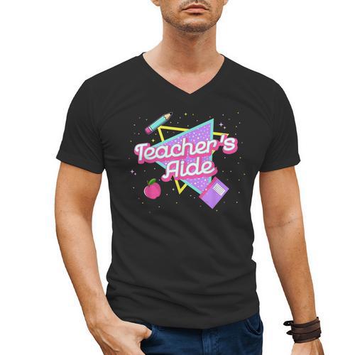 Cute Teacher's Aide Shirt 80's 90's Back To School For Men Women Men's V-Neck T-Shirt - teacherstshirts.com AU