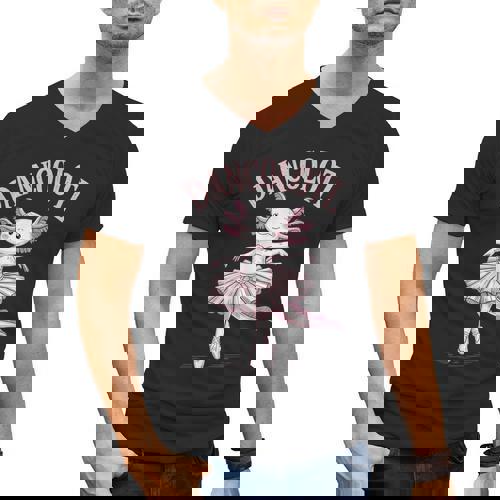 Dancolotl Ballerina Axolotl Ballet Dance Teacher Men&#x27;s V-Neck T-Shirt - teacherstshirts.com