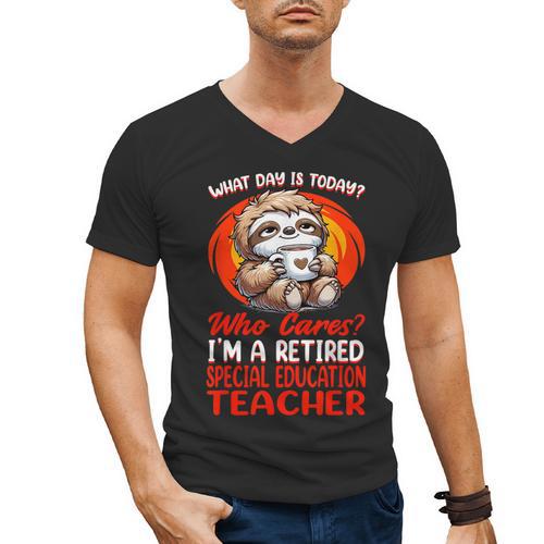 What Day Is Today Retired Special Education Teacher Men's V-Neck T-Shirt - teacherstshirts.com AU