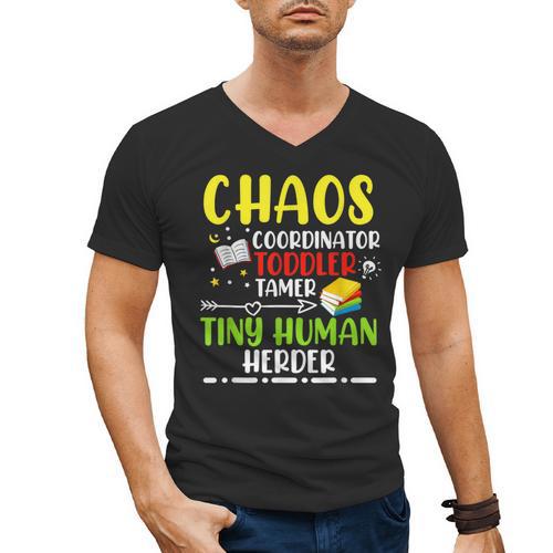 Daycare Teacher School Chaos Coordinator Toddler Tamer For Men Women Kids Men's V-Neck T-Shirt - teacherstshirts.com UK