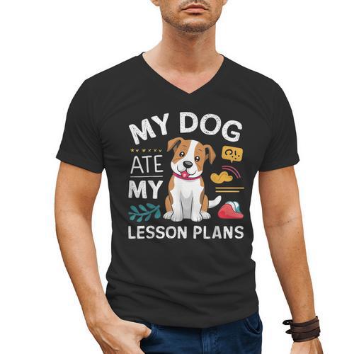 My Dog Ate My Lesson Plan Teacher Back To School Men's V-Neck T-Shirt - teacherstshirts.com AU