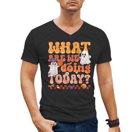 What Are We Doing Today Halloween PE Spooky Teacher Men's V-Neck T-Shirt - teacherstshirts.com AU