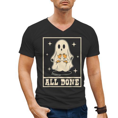 All Done Sign Language Ghost Speech Pathology Teacher Men's V-Neck T-Shirt - teacherstshirts.com AU