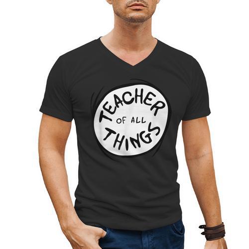 Dr Seuss Teacher Of All Things Red Emblem Men's V-Neck T-Shirt - teacherstshirts.com AU