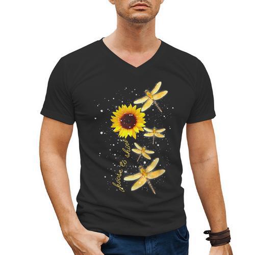 Dragonfly Sunflower Teacher Growth Mindset Choose To Shine Men's V-Neck T-Shirt - teacherstshirts.com AU
