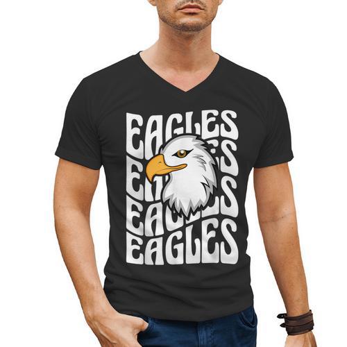 Eagles School Sports Fan Team Spirit Teacher Parent Student Men's V-Neck T-Shirt - teacherstshirts.com DE