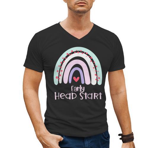 Early Headstart Cute Retro Rainbow Teachers Men's V-Neck T-Shirt - teacherstshirts.com UK