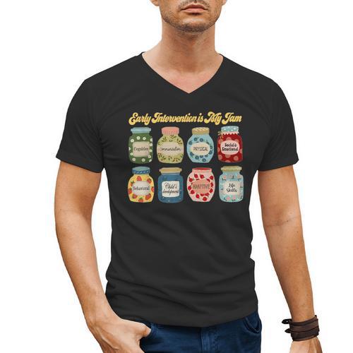 Early Intervention Is My Jam Early Intervention Teacher Men's V-Neck T-Shirt - teacherstshirts.com DE
