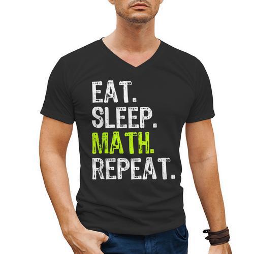 Eat Sleep Math Repeat Teacher Lover Men's V-Neck T-Shirt - teacherstshirts.com DE