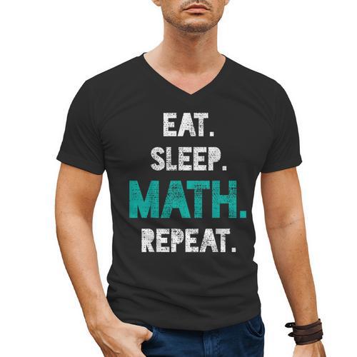 Eat Sleep Math Repeat Math Teacher Men Women Girls Kids Men's V-Neck T-Shirt - teacherstshirts.com UK