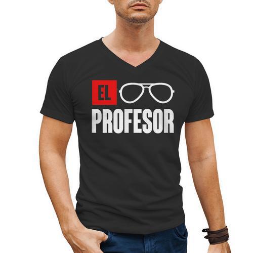El Professor Money Costume Profesor Glasses Men Teacher Gift Men's V-Neck T-Shirt - teacherstshirts.com