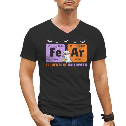 Elements Of Halloween Fear Periodically Chemistry Teacher Men's V-Neck T-Shirt - teacherstshirts.com UK