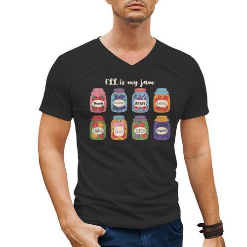 ELL Is My Jam English Language Learner Aide ELL Teacher Men's V-Neck T-Shirt - teacherstshirts.com