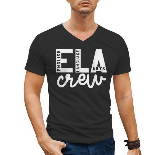 English Language Art Teacher Crew ELA Squad English Teacher Men's V-Neck T-Shirt - teacherstshirts.com CA