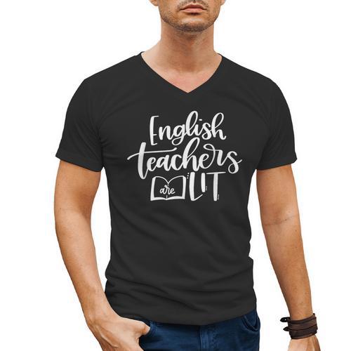 English Teachers Are Lit Teacher Appreciation Men's V-Neck T-Shirt - teacherstshirts.com DE
