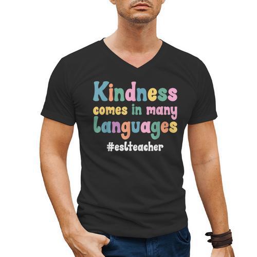 ESL Teacher English As A Second Language Teacher Men's V-Neck T-Shirt - teacherstshirts.com