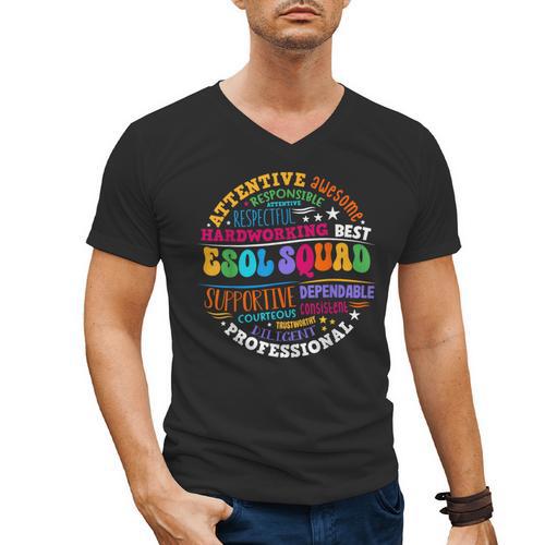 ESOL Squad Teachers And Students Team Back To School Men's V-Neck T-Shirt - teacherstshirts.com AU