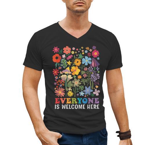 Everyone Is Welcome Here Tshirt Idaho Teacher Support Retro Men's V-Neck T-Shirt - teacherstshirts.com DE
